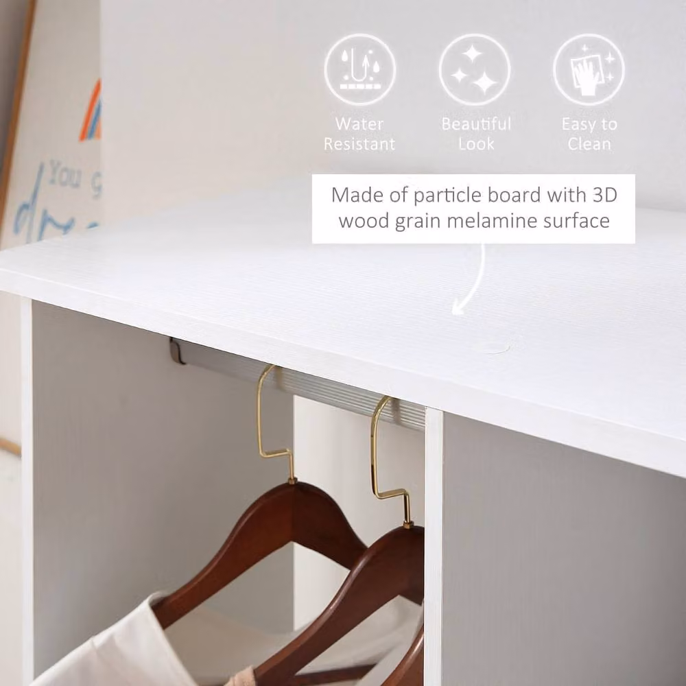 Wyld Haus Belario White Double Open Wardrobe with Shelves, W/D/H: 128.0 x 40.0 x 40.0 cm – 3