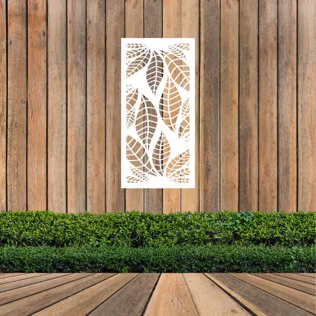 Laser Hut Evening Leaf Metal Wall Art in White and Black with Floral Botanical Design