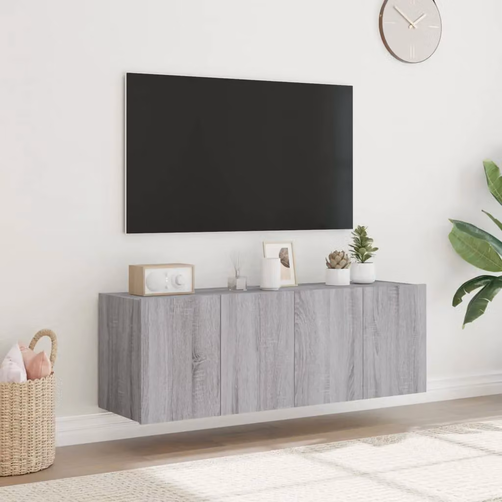 Berkfield Home Set of 2 Modern Wall Mounted TV Cabinets with Integrated LED Lights in Grey Sonoma, W/D/H: 60 x 35 x 41 cm – 4