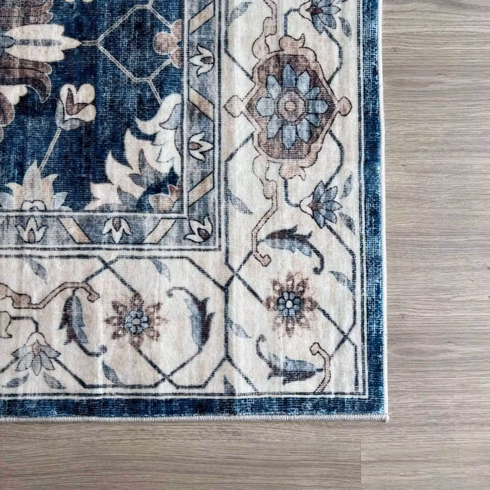 THE RUGS Jurdar Vintage Washable Blue Polyamide Non-Slip Rug, W: 160 cm, L: 230 cm – 2