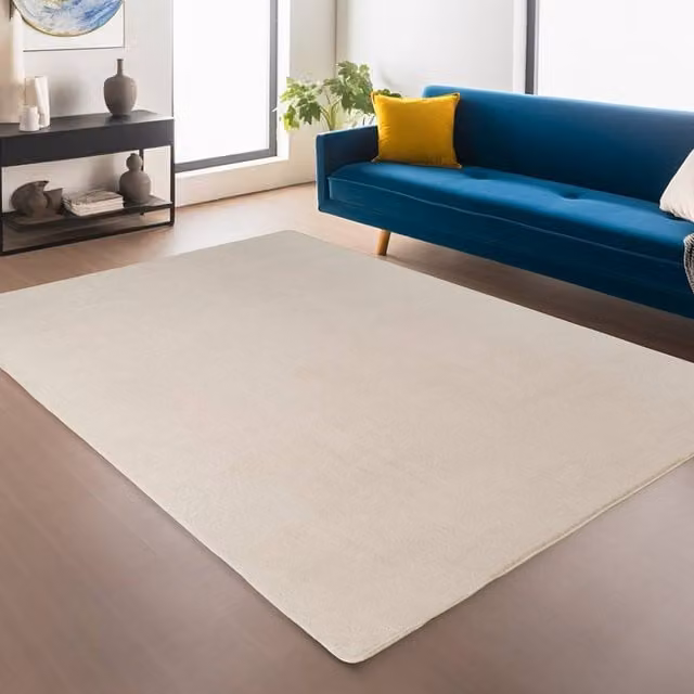 Desire Rugs Snuggly Washable Low Pile Area Rug with Anti-Slip Felt Backing in Beige and White, W/D: 280 x 200 cm – 1