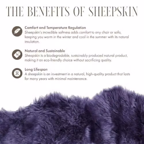 Infinity Leather Genuine Sheepskin Wool Rug in Purple, W/D: 180 x 60 cm – 6