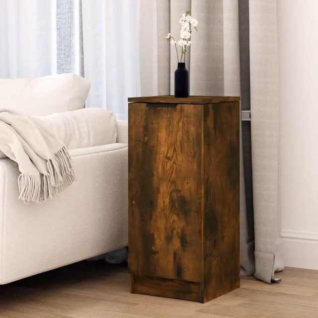Berkfield Home Smoked Oak Sideboard in Brown Engineered Wood W/D/H: 30 x 30 x 70 cm