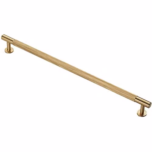 Loops Knurled Bar Door Pull Handle in Satin Brass, W/D/H: 35.0 x 1.3 x 3.5 cm