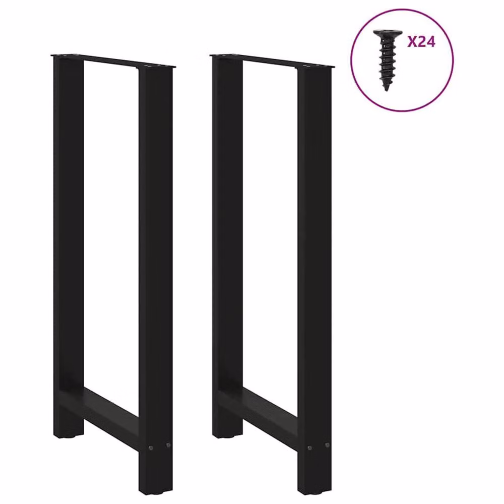 Berkfield Home Black Steel Coffee Table Legs, 2 Pieces, H: 60 cm, H: 110-111 cm – 2