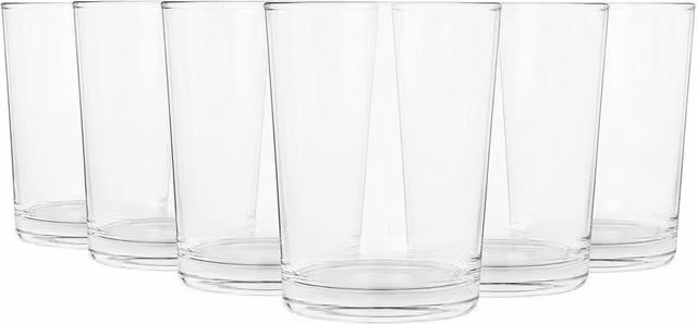 Argon Tableware Set of 6 Clear Glass Water Tumblers, 230ml