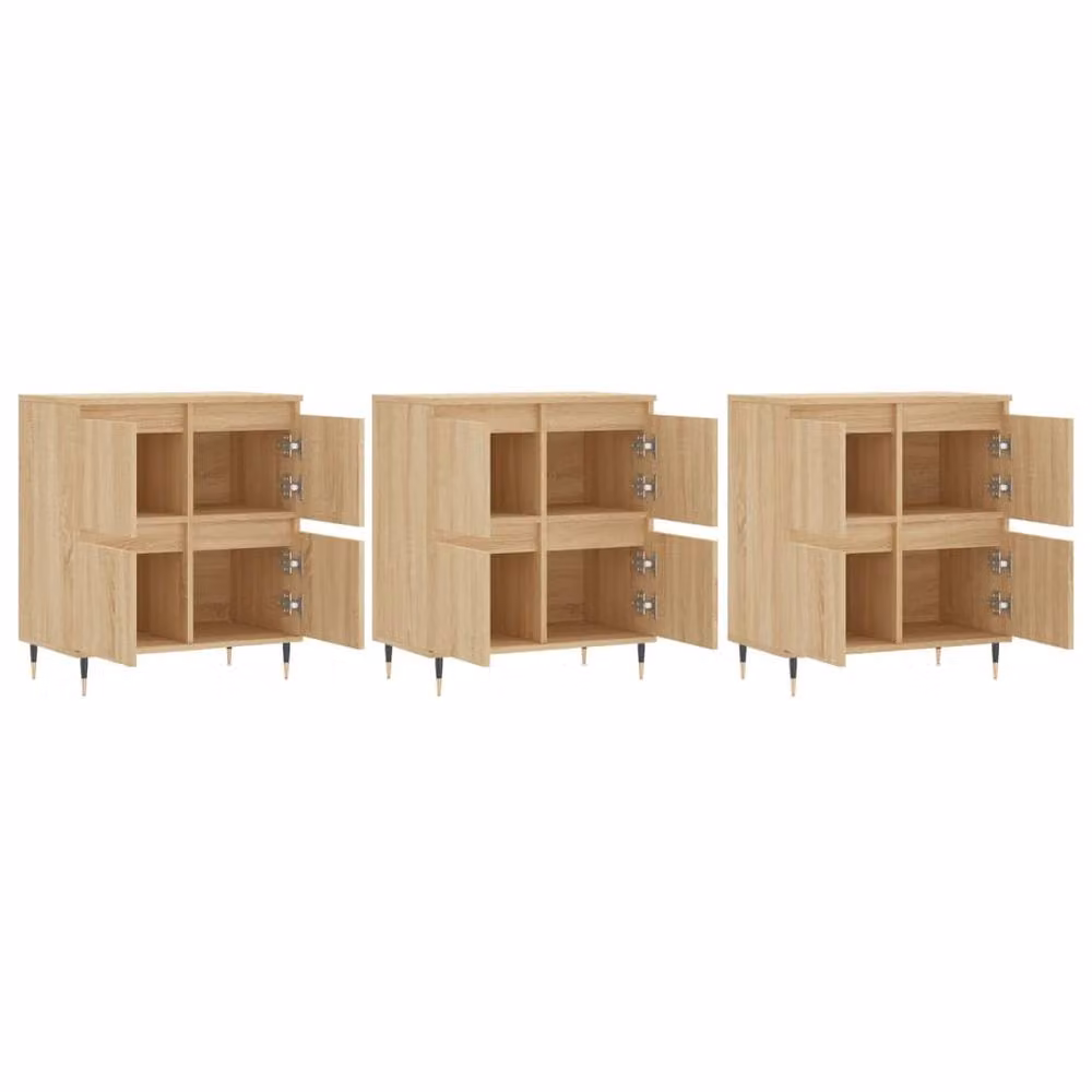 Berkfield Home 3-Piece Sideboard Set in Sonoma Oak and Beige Engineered Wood – 2