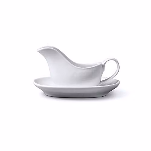 Wm Bartleet & Sons White Porcelain Mini Sauce Boat with Saucer, 114 ml
