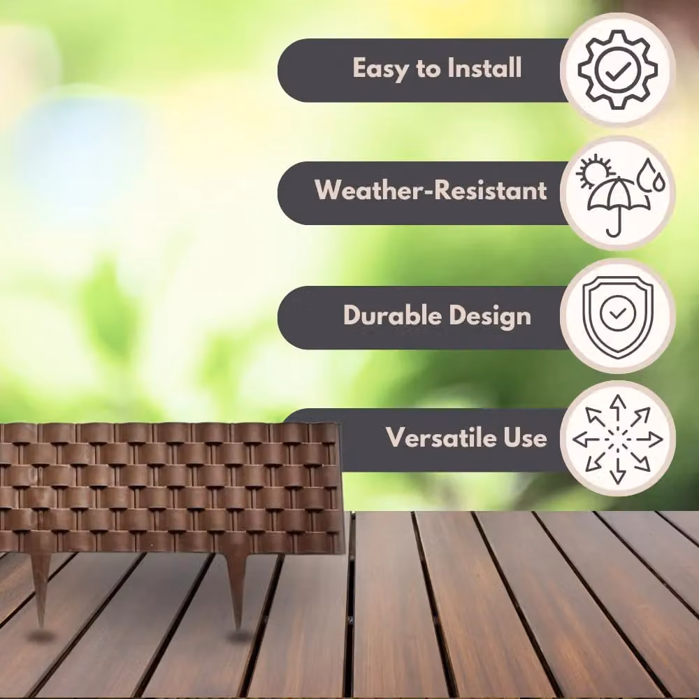 Marco Paul Rattan Style Garden Edging, Brown, 2.4m – 4