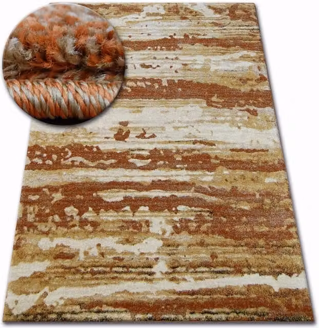 RugsX Shadow Abstract Modern Rug in Orange, W: 140 cm, D: 190 cm