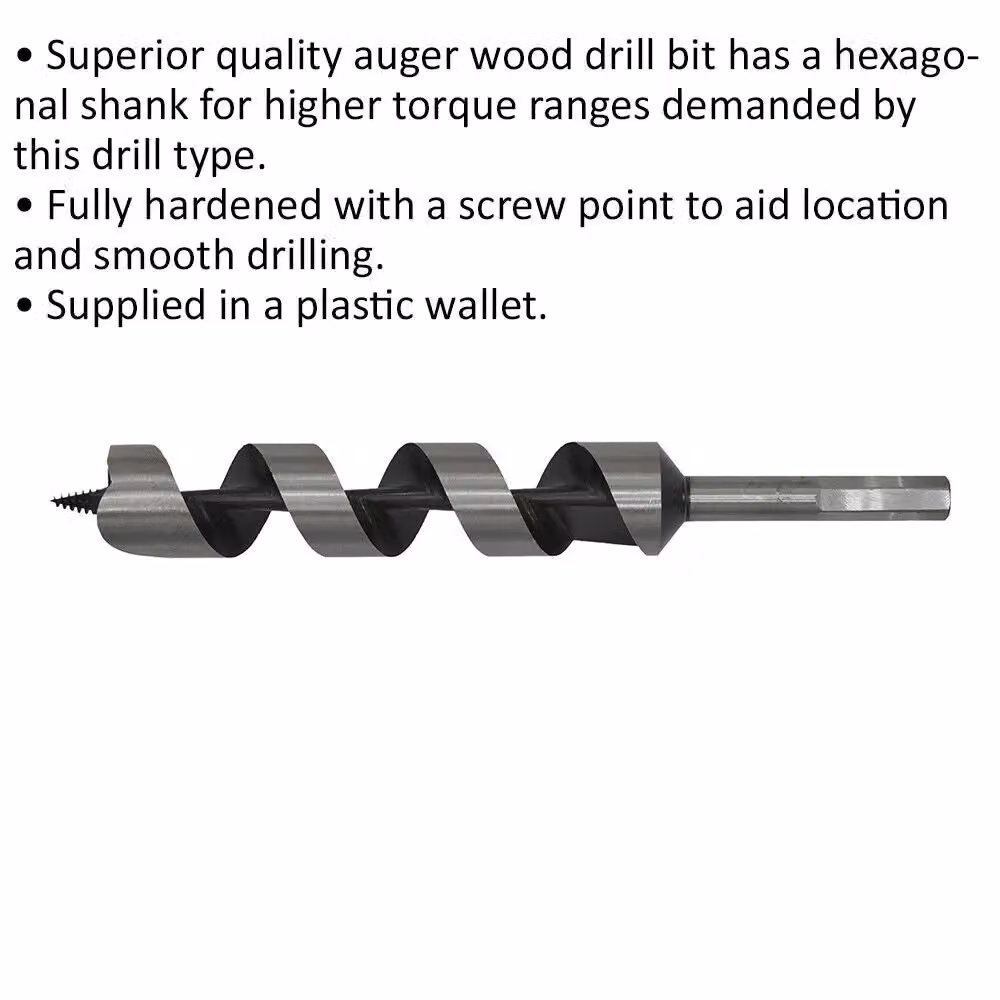 Loops Silver Hardened Auger Wood Drill Bit with Hexagonal Shank, Diameter: 30 mm, Length: 235 mm – 2