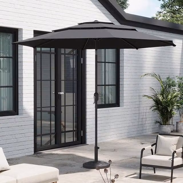 Breeins 3 Tier Cantilever Parasol with Cement Base in Dark Grey