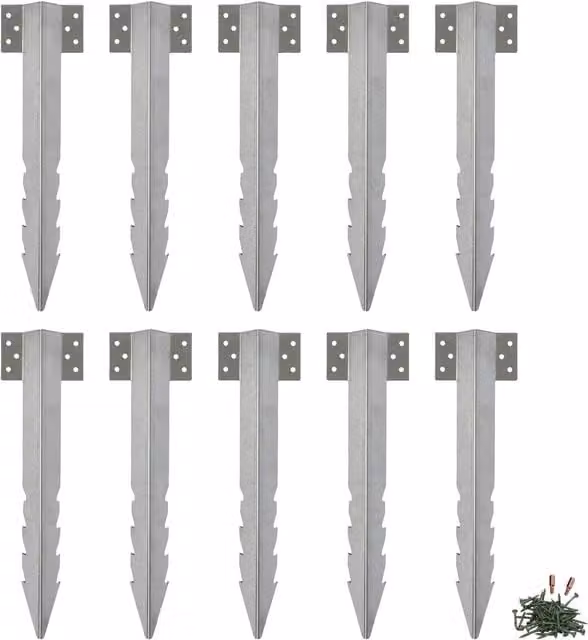 Harbour Housewares Galvanised Steel Railway Sleeper Brackets, Silver, Pack of 10, 40 cm