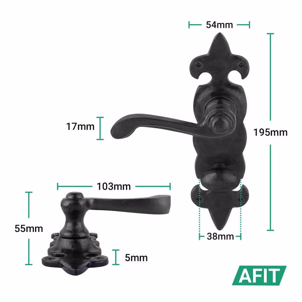 AFIT Black Antique Cast Iron Bathroom Handles and Hinges Set – 2