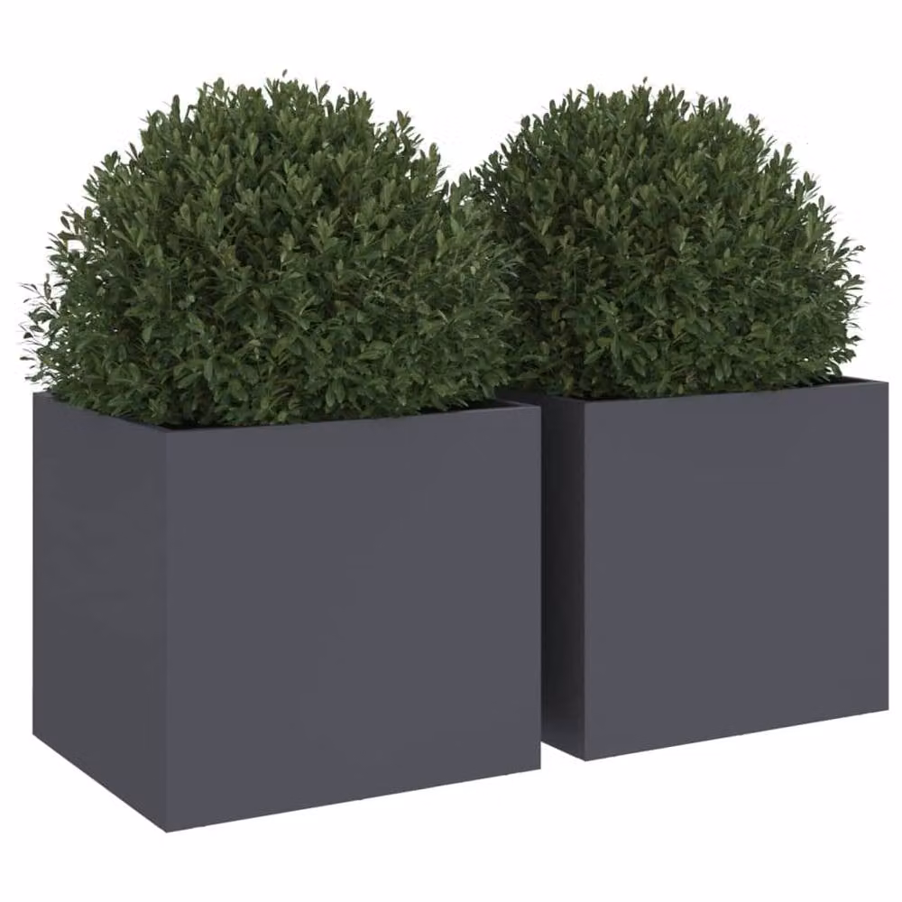 Berkfield Home Steel Planter Tub Set, 2 Pieces, Anthracite, W: 32 cm, D: 30 cm, H: 29 cm – 4
