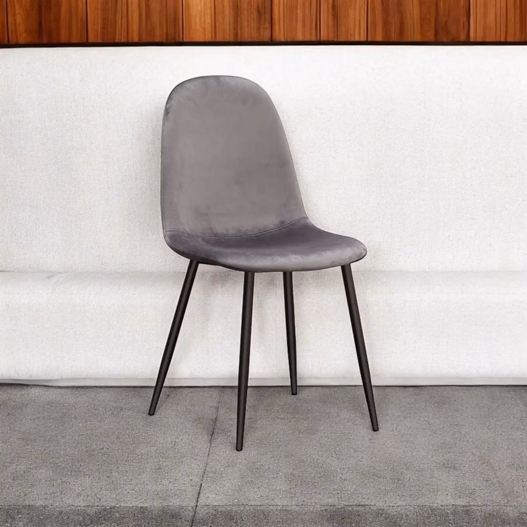 Minster Grey Velvet Dining Chair with Black Metal Frame, W44 x D52 x H86 cm – 6