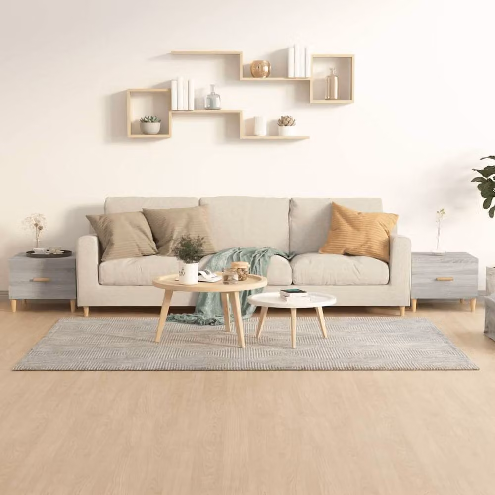 Berkfield Home Set of 2 Grey Sonoma Coffee Tables in Engineered Wood, W/D/H: 50 x 50 x 40 cm – 2