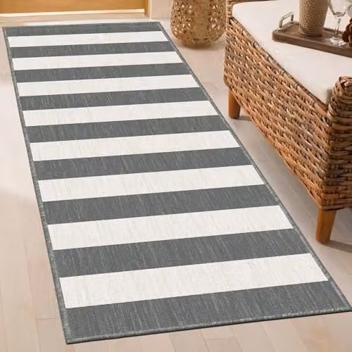 runrug Long Island Reversible Indoor/Outdoor Hallway Runner Rug in White/Grey, W: 60 cm, L: 360 cm – 3