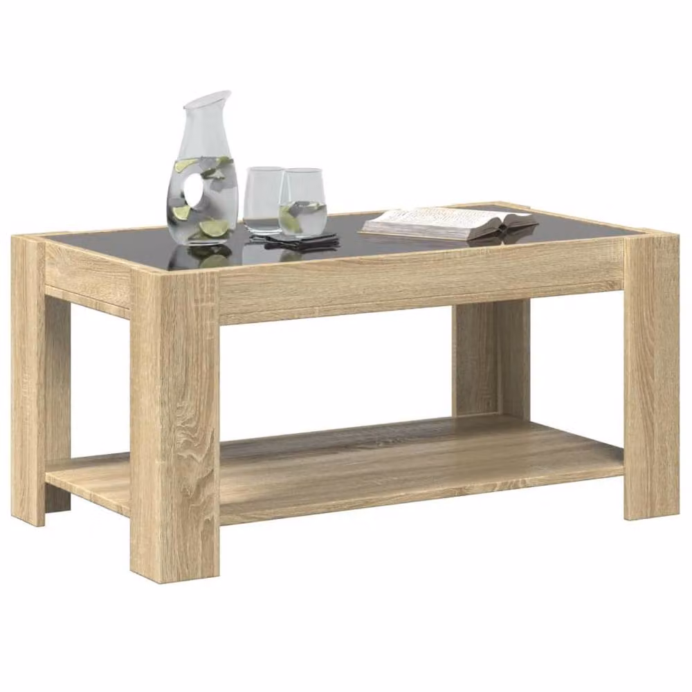 Berkfield Home LED Coffee Table in Sonoma Oak Brown, W/D/H: 93 x 53 x 45 cm – 2