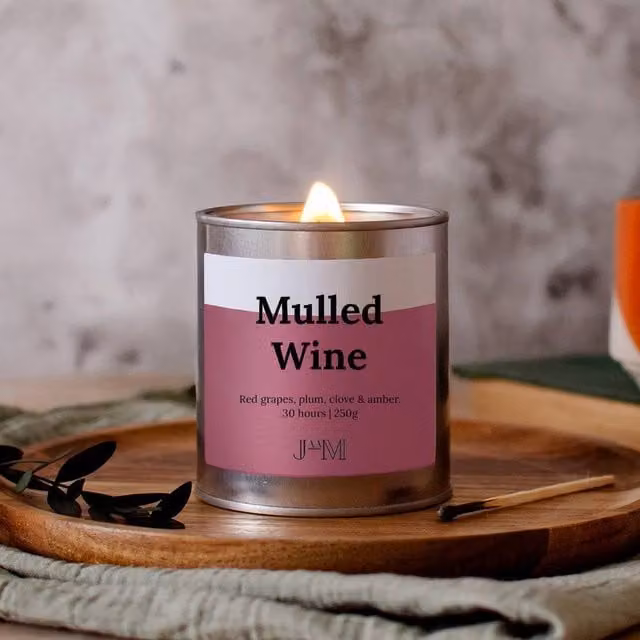 JAAM Mulled Wine Crackle Wick Tabletop Candle in Silver – 1