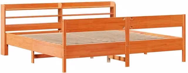 Berkfield Home Super King Solid Pine Decorative Bed Frame in Wax Brown, W/D/H: 180 x 200 x 82 cm