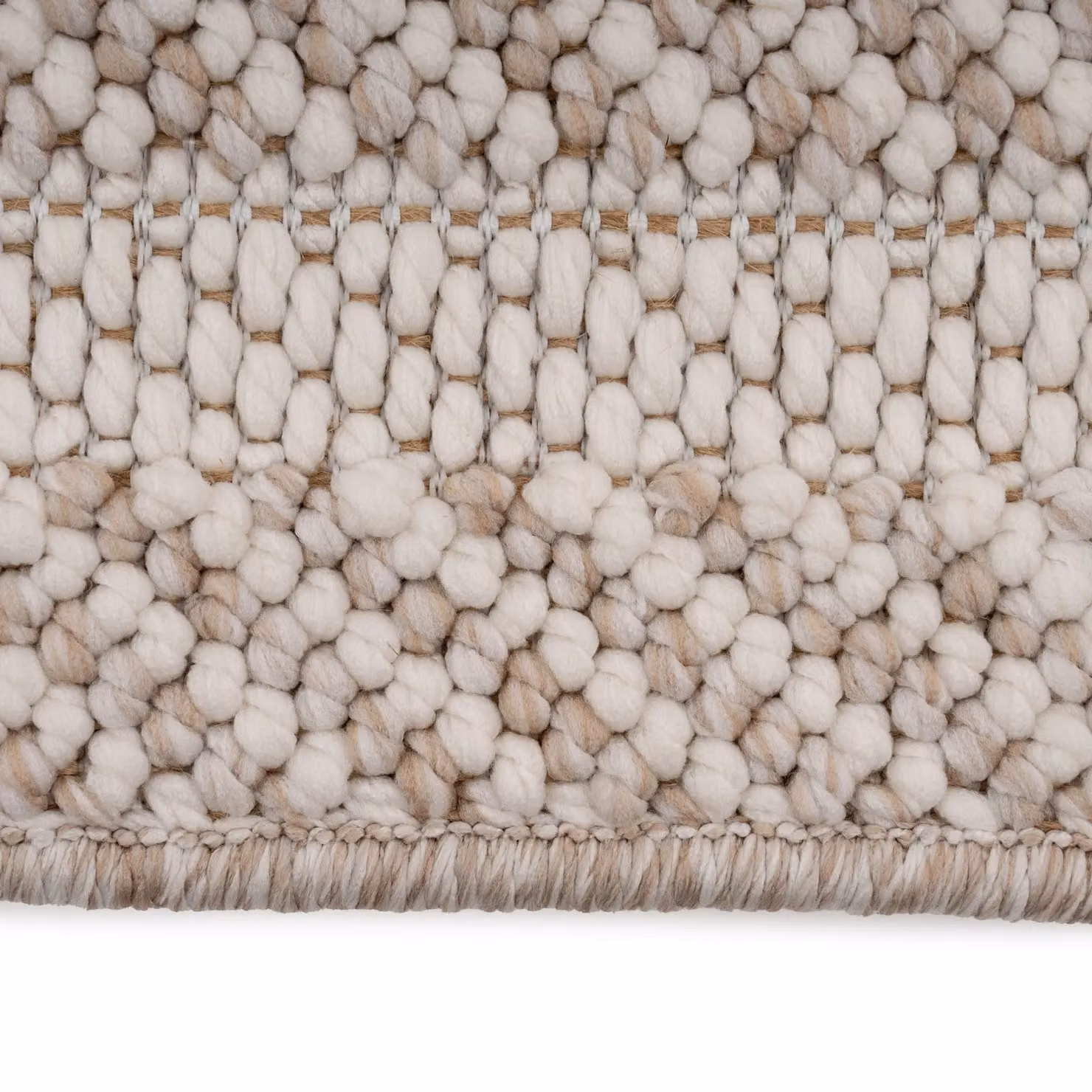 Kukoon Striped Area Rug in Beige, Textured Looped Pile, W: 80 cm x L: 150 cm – 1