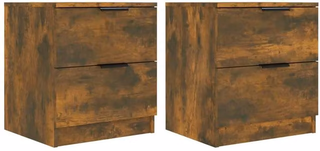 Berkfield Home Set of 2 Smoked Oak Bedside Cabinets in Brown