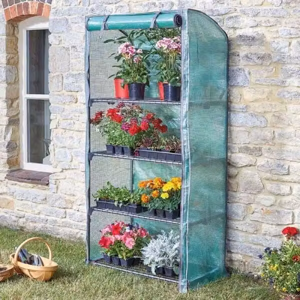 Marco Paul Green Freestanding Curved Garden Greenhouse with 4 Shelves, H 170 cm x W 136 cm x D 80 cm
