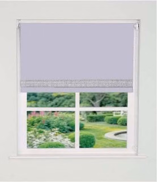 NewEdgeBlinds Straight Diamante Edge Border Blackout Roller Blind in White, Width: 130 cm