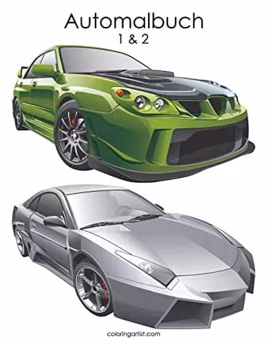 Createspace Automalbuch 1 & 2 Colouring Book for Cars, Multicolour