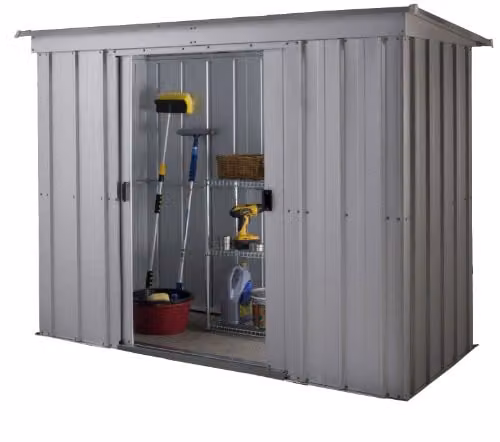 Yardmaster Store-All Pent Roofed Galvanised Steel Metal Shed in Silver