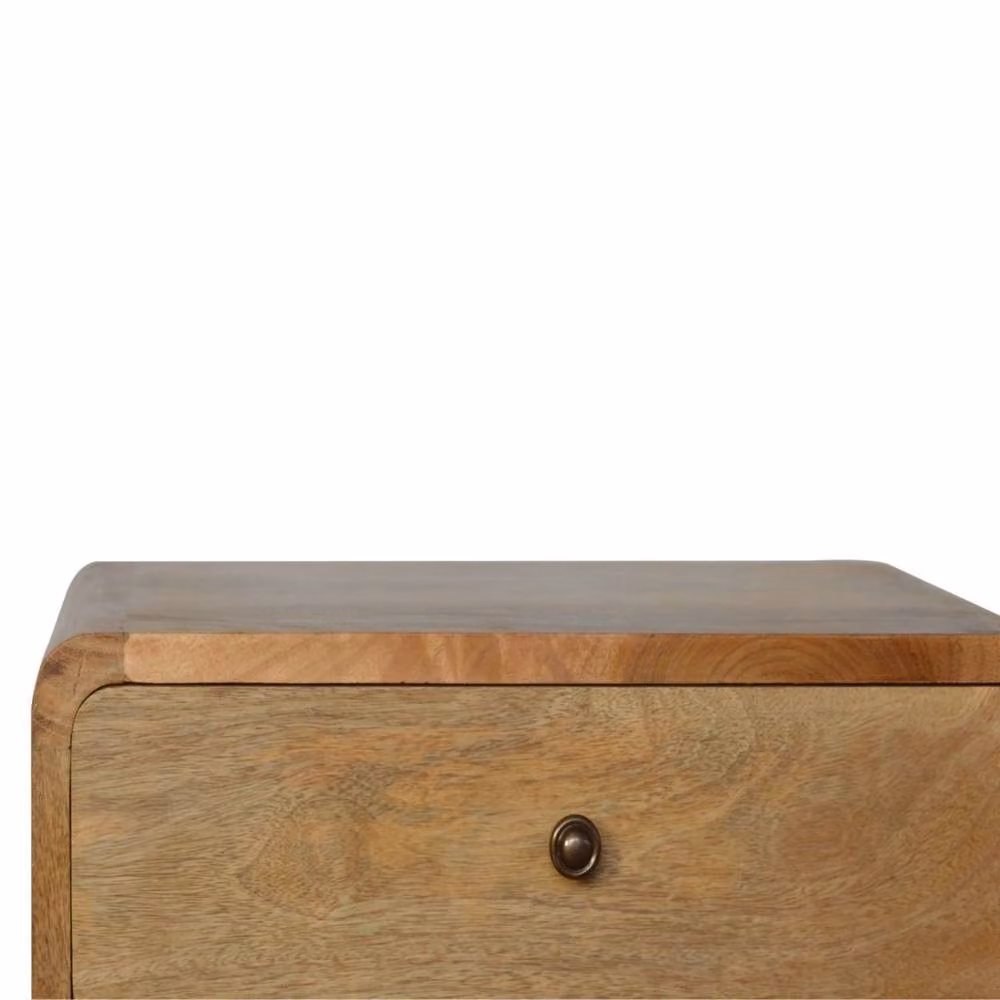 Wyld Haus Trapani Curved Mango Wood Bedside Table with 2 Drawers, Brown, W/D/H: 45 x 35 x 55 cm – 3