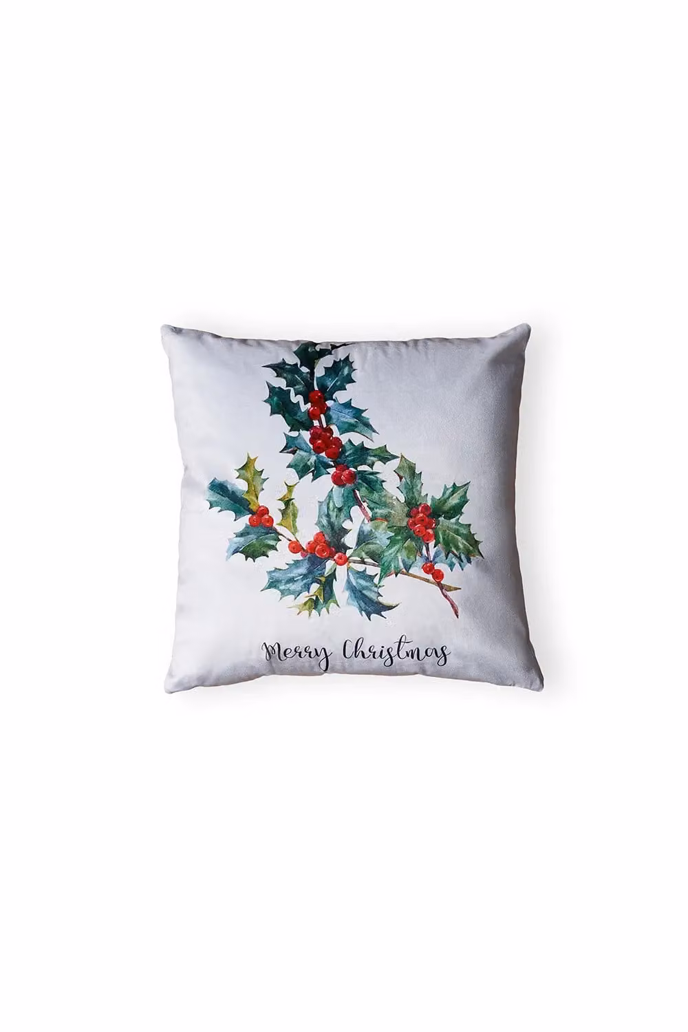 BHS Christmas Holly Print Square Cushion in Green, W/D/H: 45 x 45 x 45 cm – 2