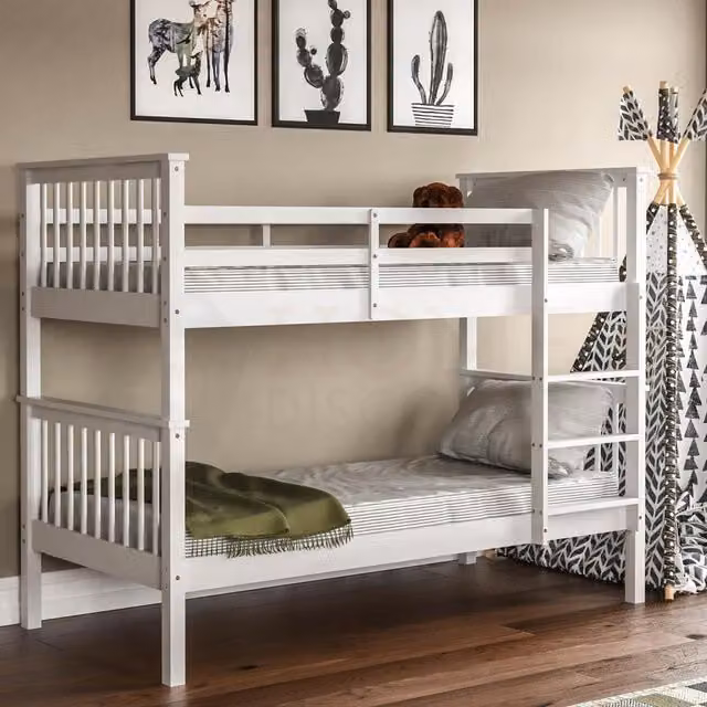 Vida Designs Milan Two-Level Bunk Bed Frame in White Solid Pine Wood, W/D/H: 90 x 190 x 143.99 cm – 3