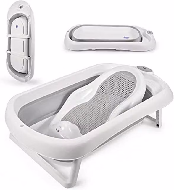 Fimous Foldable Non-Slip Baby Bath Tub for Toddlers in White – 1
