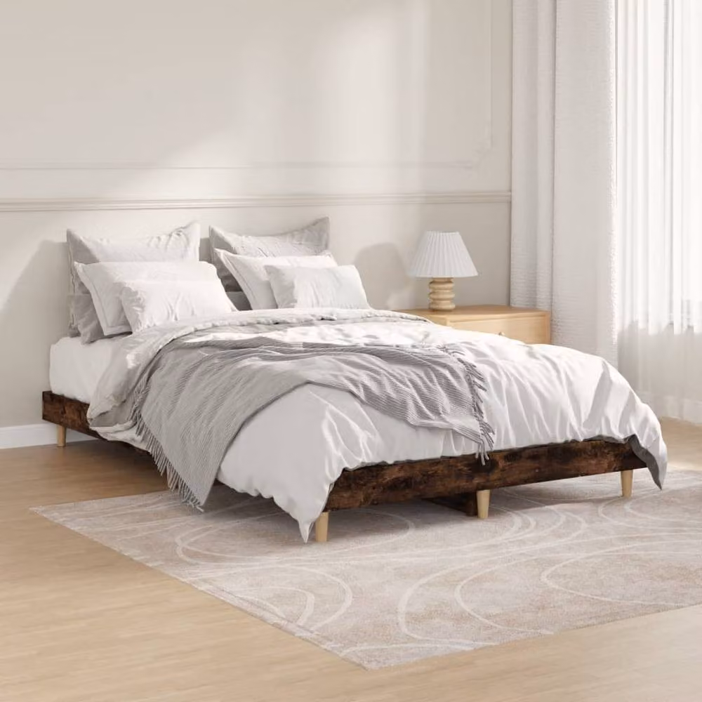 Berkfield Home Small Double Bed Frame in Smoked Oak Brown, W/D/H: 120 x 190 cm – 2