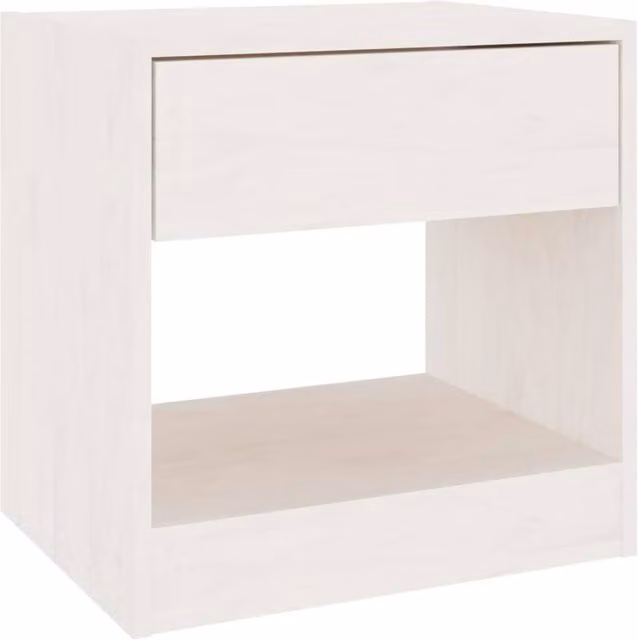 Berkfield Home White Solid Pinewood Bedside Cabinet W/D/H: 40 x 31 x 40 cm