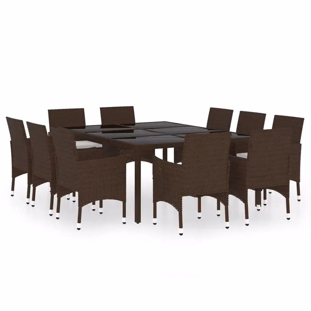 Berkfield Home 11 Piece Brown Poly Rattan Garden Dining Set – 2