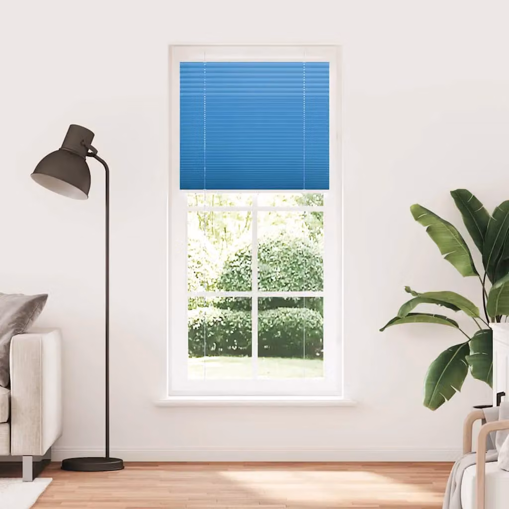 Berkfield Home Single Pleat Blue Polyester Semi-Transparent Corded Blind, W: 100 cm, H: 200 cm – 2