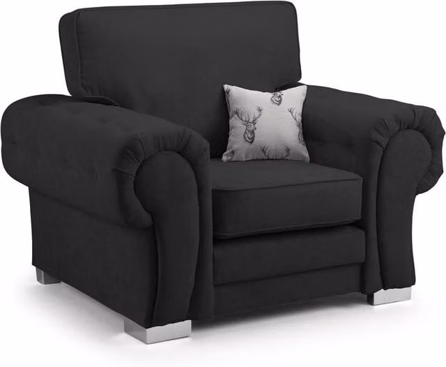 Furniture786ltd Verona Full Back Sofa Suite in Black