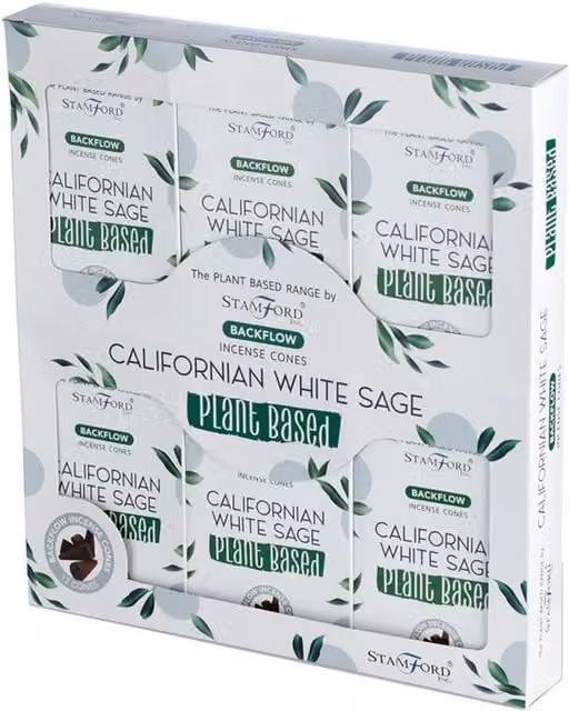 Stamford Plant Based Californian Sage Backflow Incense Cones, White