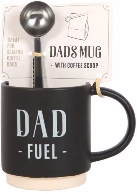 KDMD Dad Fuel Ceramic Mug and Coffee Scoop Clip in Black