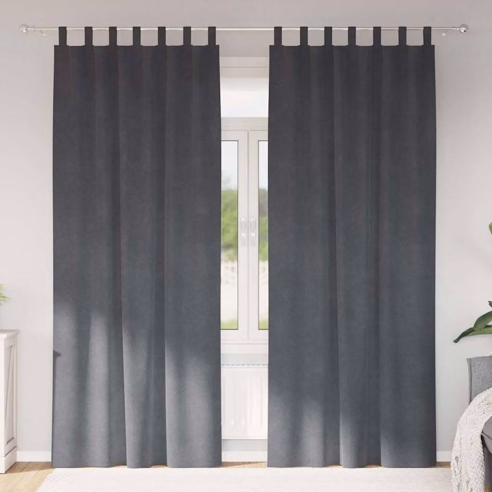 Berkfield Home Modern Blackout Curtains with Hanging Loops, 2 Pack, Grey – 2