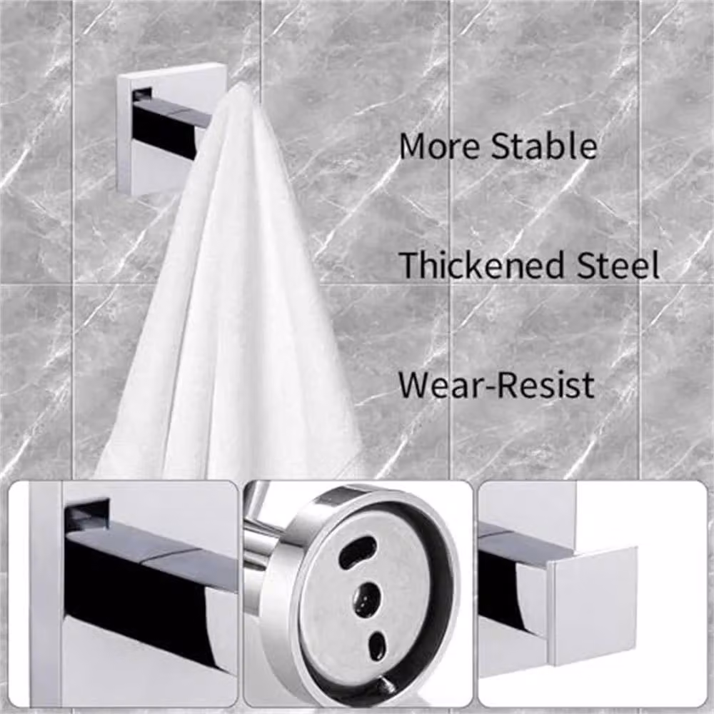 Havendro Luxury Square Aluminium Towel Robe Hook in Silver – 2