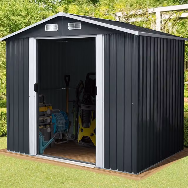 Agadon Modern Metal Gable Roof Shed in Matt Anthracite Grey