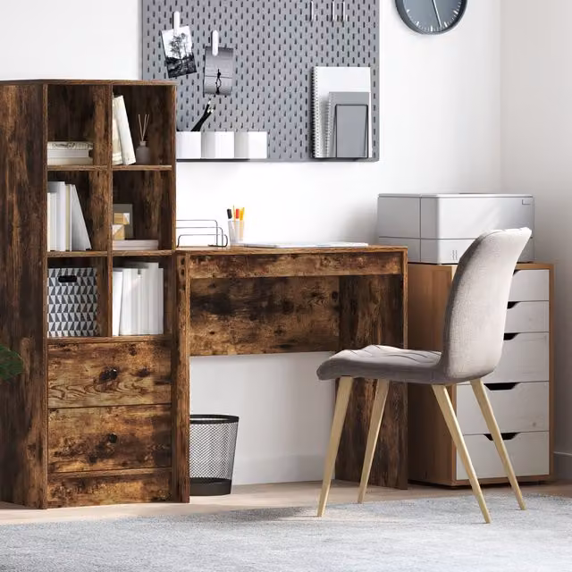 Berkfield Home Compact Writing Desk in Smoked Oak Brown, W/D/H: 80 x 40 x 76 cm – 1