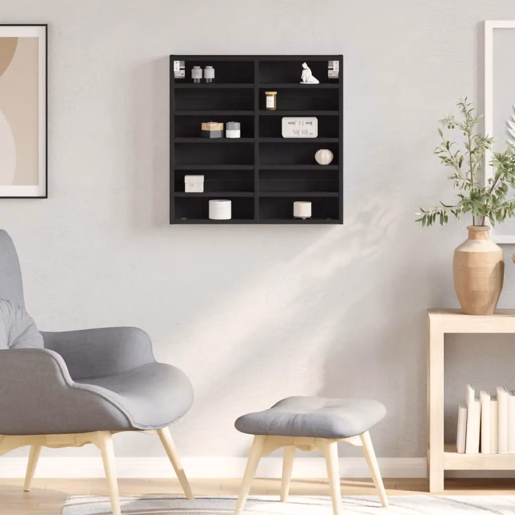 Berkfield Home Black Vitrine Cabinet with Glass Doors and Internal Shelves, W/D/H: 60 x 8.5 x 58 cm – 3