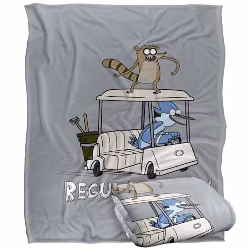 Regular Show Golf Cart Silky Touch Super Soft Fleece Throw Blanket, Multicolour, W: 152 cm, D: 127 cm