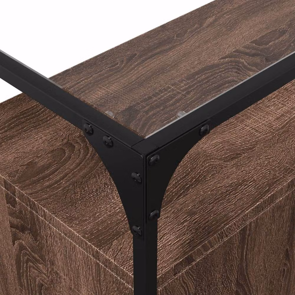 Berkfield Home Industrial Sideboard in Brown Oak with Glass Top, W/D/H: 98 x 35 x 81 cm – 5