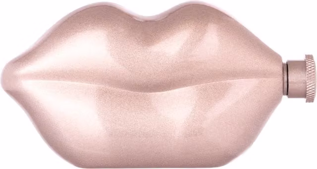 Orsina Pout Hip Flask in Pink, Stainless Steel with Pouting Lips Design, 4oz – 1